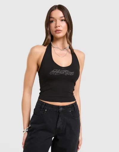 Hoodrich  Rövid top HOODRICH Solace Diamante Halterneck Wome 